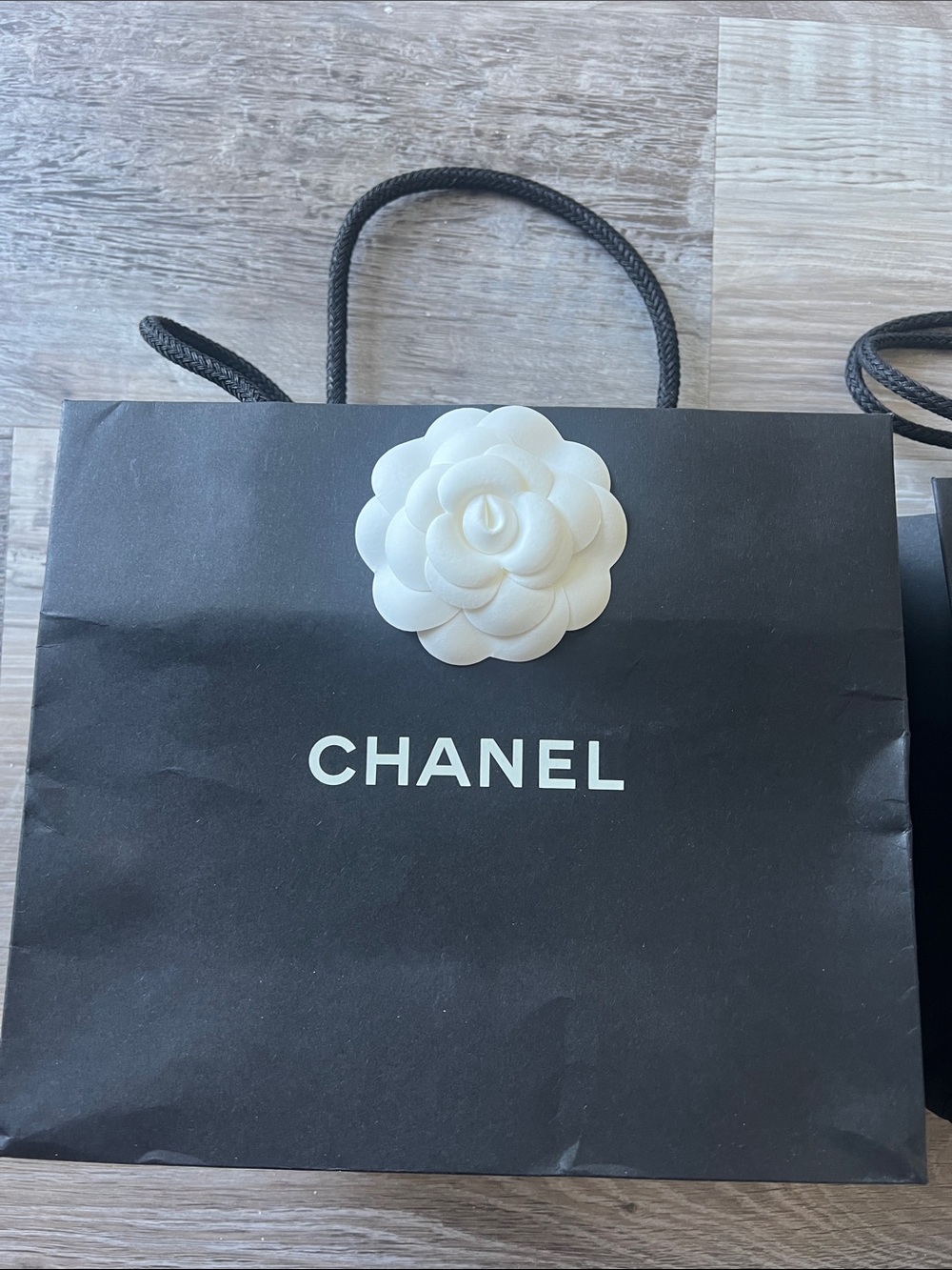 2 CHANEL Black Paper Gift Bags with White Camellia - Picture 15 of 15